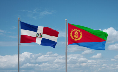Eritrea and Dominican flags, country relationship concept