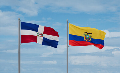 Ecuador and Dominican flags, country relationship concept