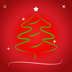 christmas tree on red background