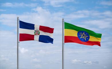 Ethiopia and Dominican flags, country relationship concept