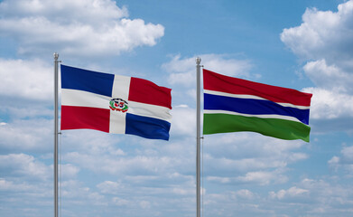 Gambia and Dominican flags, country relationship concept