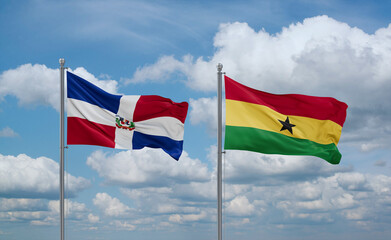 Ghana and Dominican flags, country relationship concept