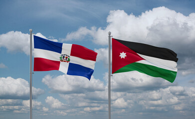 Jordan and Dominican flags, country relationship concept