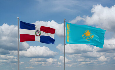 Kazakhstan and Dominican flags, country relationship concept