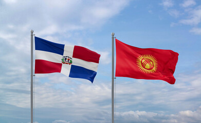 Kyrgyzstan and Dominican flags, country relationship concept