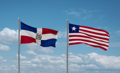 Liberia and Dominican flags, country relationship concept