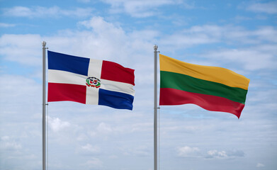 Lithuania and Dominican flags, country relationship concept