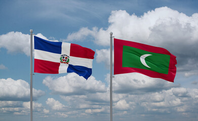 Maldives and Dominican flags, country relationship concept