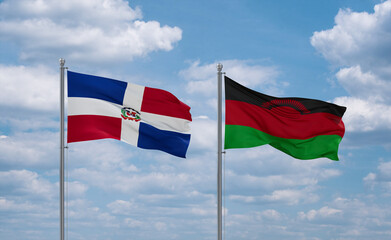 Malawi and Dominican flags, country relationship concept