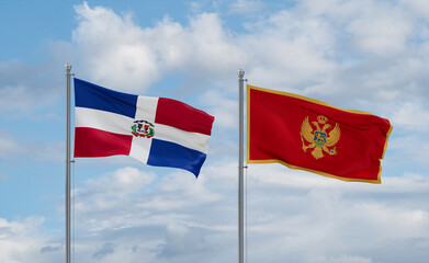 Montenegro and Dominican flags, country relationship concept