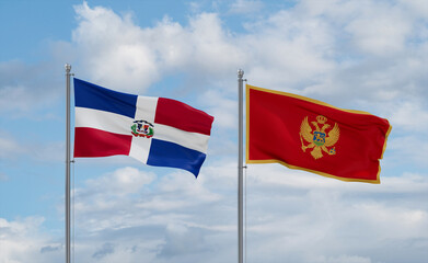 Montenegro and Dominican flags, country relationship concept