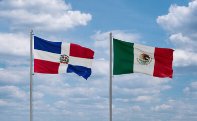 Mexico and Dominican flags, country relationship concept
