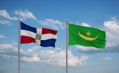 Mauritania and Dominican flags, country relationship concept