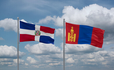 Mongolia and Dominican flags, country relationship concept