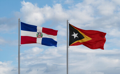 East Timor and Dominican flags, country relationship concept