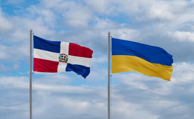 Ukraine and Dominican flags, country relationship concept