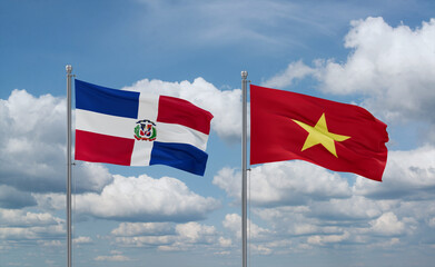 Vietnam and Dominican flags, country relationship concept