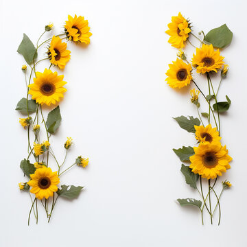Sunflower Frame with Copy Space Whimsical Blooms
