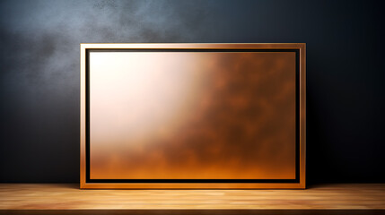 Shiny glossy rectangle, bronze color, geometric background.