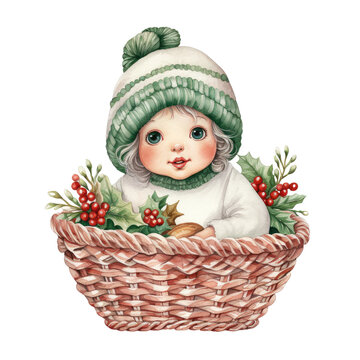 watercolor christmas cute baby clipart
