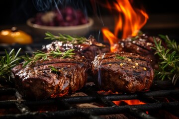 Grilling Juicy Steaks on Open Flame for a Perfect BBQ Feast