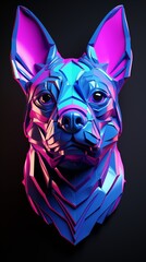 Generative AI. Abstract animal silhouette in neon colors