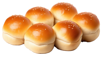 Set of hamburger bread with sesame seeds. Hamburger buns isolated on a white or Transparent background. PNG