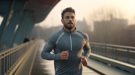 Running man practice their morning, city run.