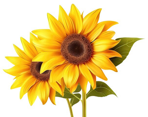 Sunflower Copy Space isolated on a white or Transparent background. PNG