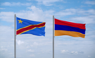 Armenia and Congo or Congo-Kinshasa flags, country relationship concept