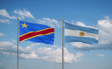 Argentina and Congo or Congo-Kinshasa flags, country relationship concept