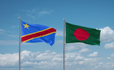 Bangladesh and Congo or Congo-Kinshasa flags, country relationship concept