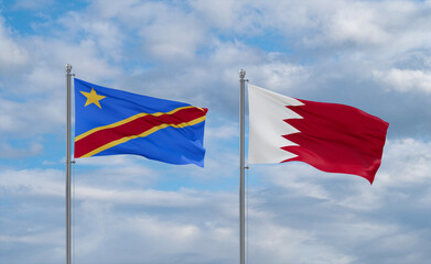 Bahrain and Congo or Congo-Kinshasa flags, country relationship concept
