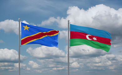 Azerbaijan and Congo or Congo-Kinshasa flags, country relationship concept