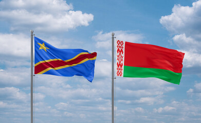 Belarus and Congo or Congo-Kinshasa flags, country relationship concept