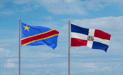Belgium and Congo or Congo-Kinshasa flags, country relationship concept