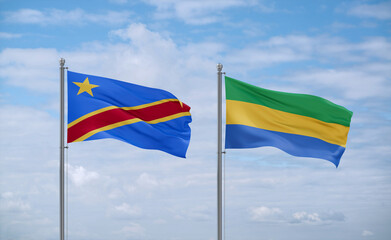 Gabon and Congo or Congo-Kinshasa flags, country relationship concept