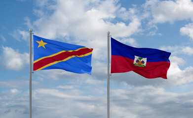Haiti and Congo or Congo-Kinshasa flags, country relationship concept