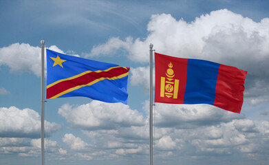 Mongolia and Congo or Congo-Kinshasa flags, country relationship concept