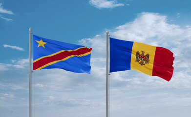 Moldova and Congo or Congo-Kinshasa flags, country relationship concept