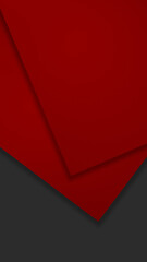 Red Slides On Vertical Grey Background. Simple, corporate background, red shapes with gold border on dark grey background, vertical resolution.