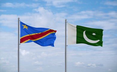 Pakistan and Congo or Congo-Kinshasa flags, country relationship concept
