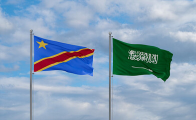 Congo or Congo-Kinshasa and Saudi Arabia flags, country relationship concepts