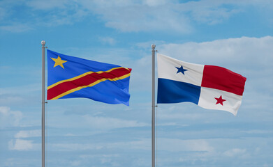 Panama and Congo or Congo-Kinshasa flags, country relationship concept