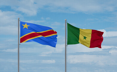 Senegal and Congo or Congo-Kinshasa flags, country relationship concept