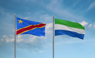 Sierra Leone and Congo or Congo-Kinshasa flags, country relationship concept