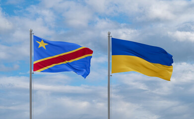 Ukraine and Congo or Congo-Kinshasa flags, country relationship concept