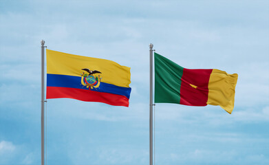 Cameroon and Ecuador flags, country relationship concept