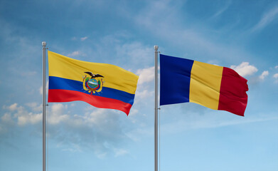 Chad and Ecuador flags, country relationship concept
