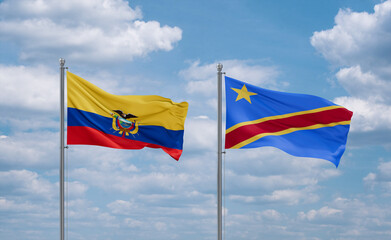 Congo and Ecuador flags, country relationship concept